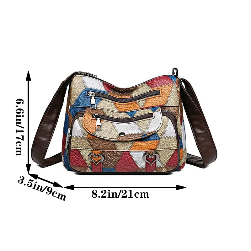 Bolso de mujer, bolso de mamá, se puede llevar cruzado al hombro con un diseño geométrico, adecuado para ocasiones laborales.
