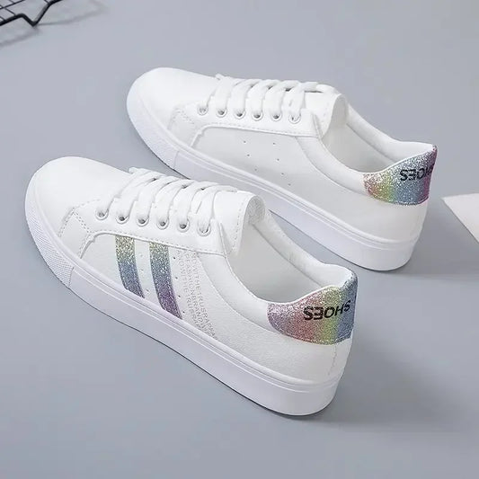 *Zapatos Informales Vulcanizados De Cuero Pu Para Mujer, Zapatillas De Deporte Blancas, Moda De Primavera,