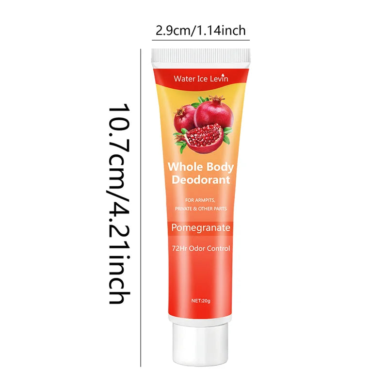 Crema desodorante corporal de granada, 72 horas de control de olores, sin aluminio, suave y calmante, fragancia fresca (apta para piel sensible), desodorante con perfume, frescura durante todo el día.