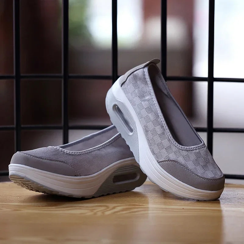 Zapatillas deportivas para mujer, cómodas, informales, versátiles, de malla, transpirables, con plataforma, para verano