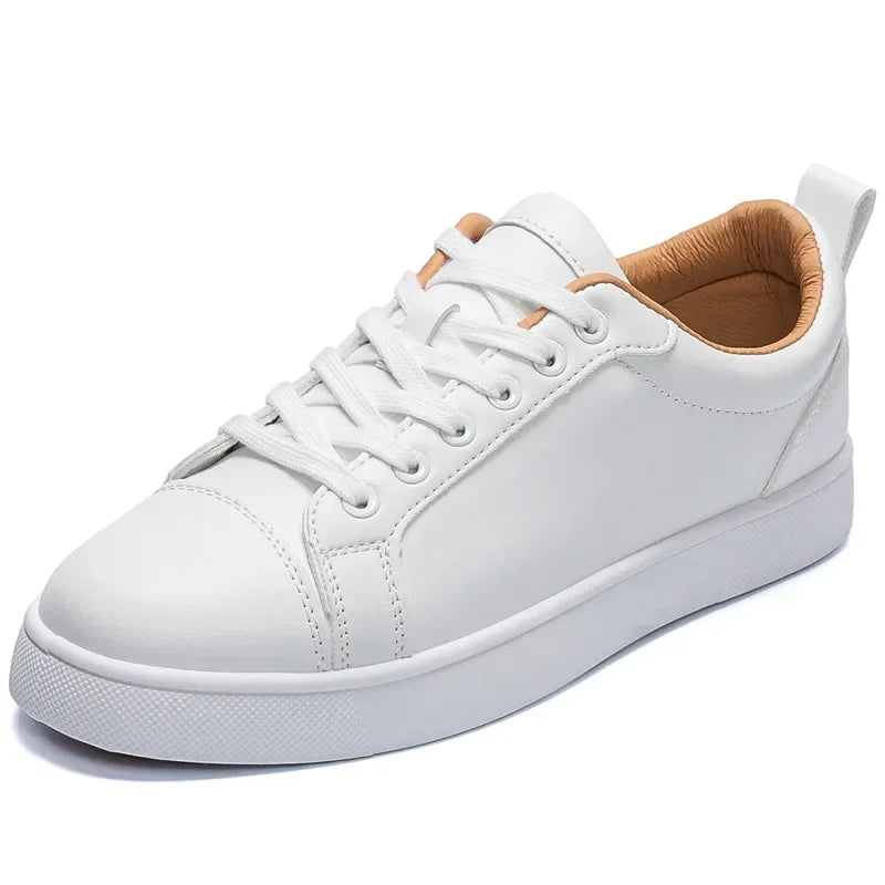 Zapatos informales de suela roja para hombre, zapatillas de deporte de cuero sin cordon negocios transpirable para ir al trabajo