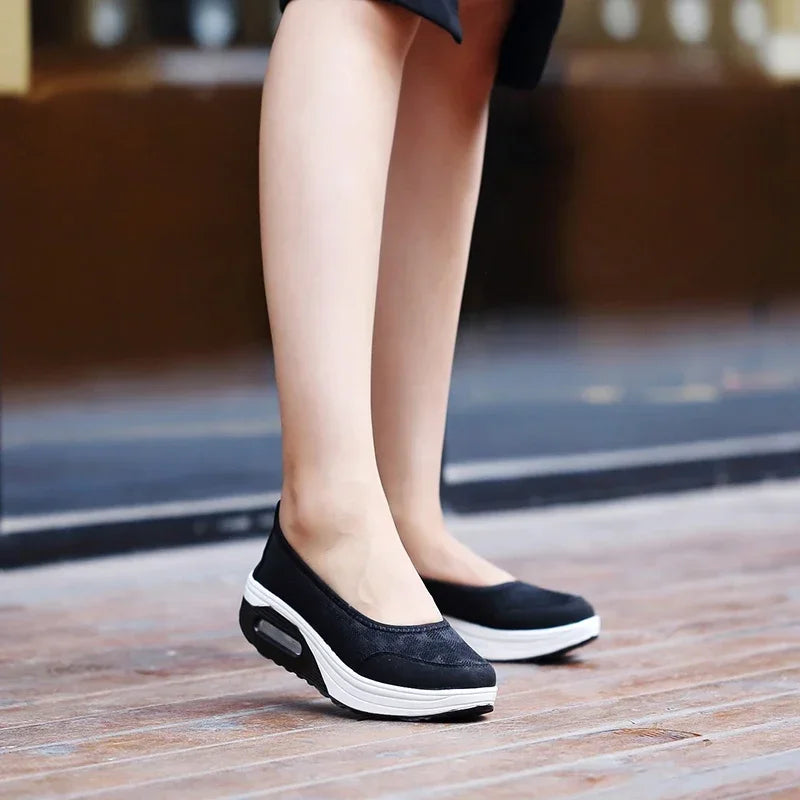 Zapatillas deportivas para mujer, cómodas, informales, versátiles, de malla, transpirables, con plataforma, para verano