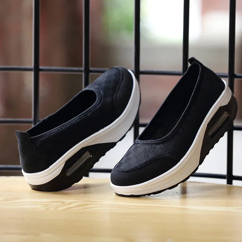 Zapatillas deportivas para mujer, cómodas, informales, versátiles, de malla, transpirables, con plataforma, para verano