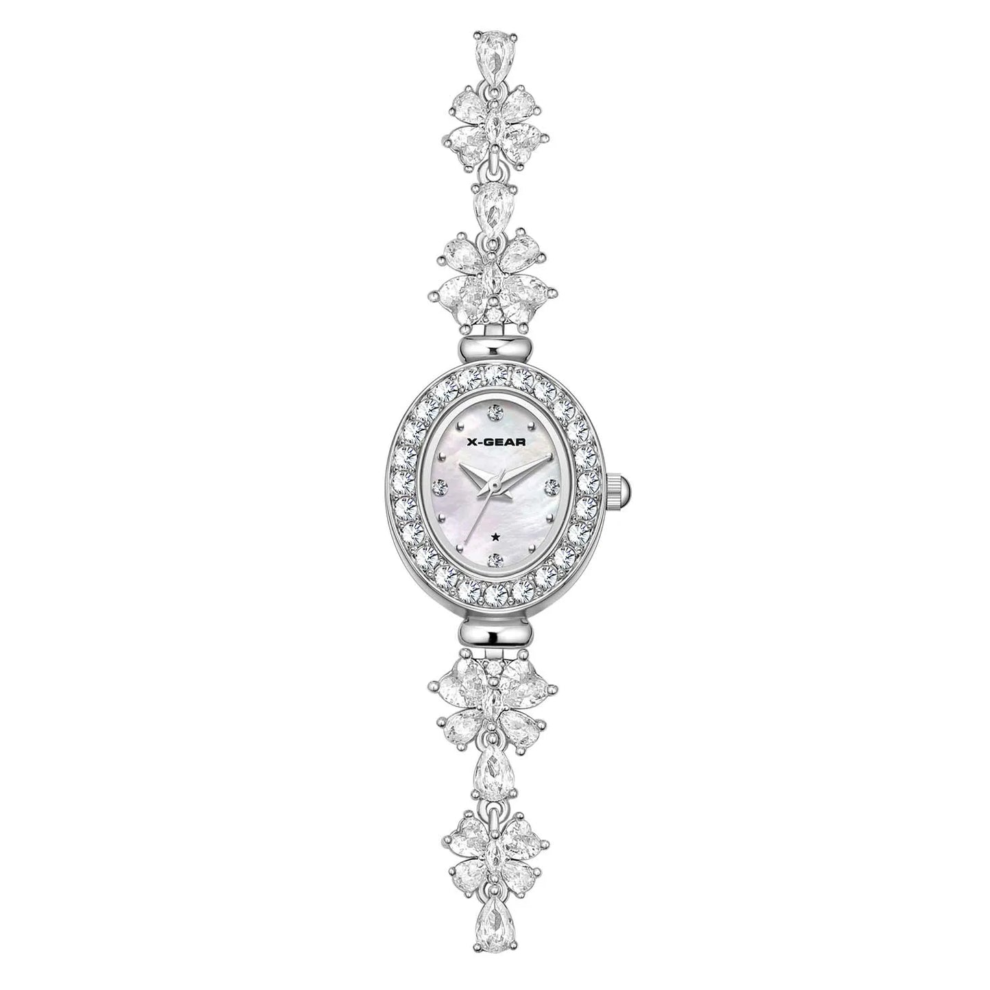 Reloj de cuarzo para mujer 2025: elegante y delicado brazalete con correa de mariposa, esfera de nácar y lujosos diamantes de imitación.
