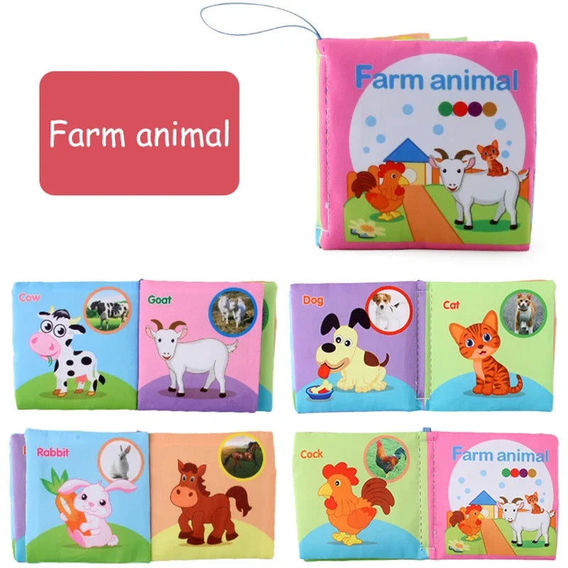 Baby Soft Cloth Book for Newborns 0-12 Months 3D Book Animal Family Cognitive Montessori Early Educational Toys for Kids Gift
