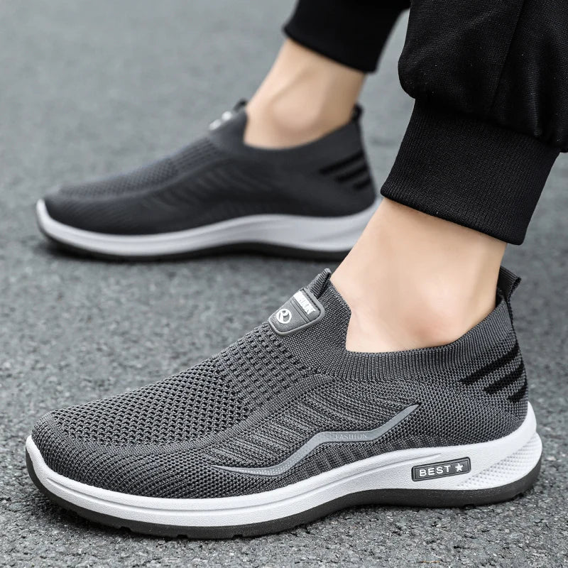 Zapatos casuales para hombre, zapatillas transpirables, zapatillas ligeras para caminar y correr, mocasines sin cordones para pareja, zapatillas para hombre, talla 44