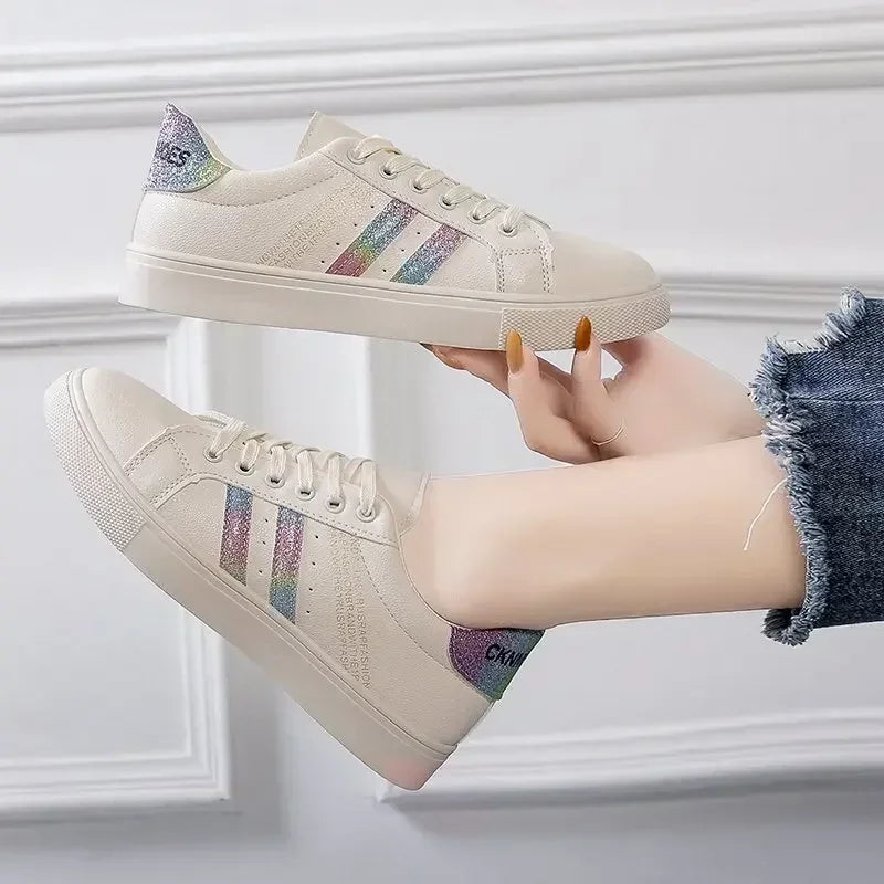 *Zapatos Informales Vulcanizados De Cuero Pu Para Mujer, Zapatillas De Deporte Blancas, Moda De Primavera,