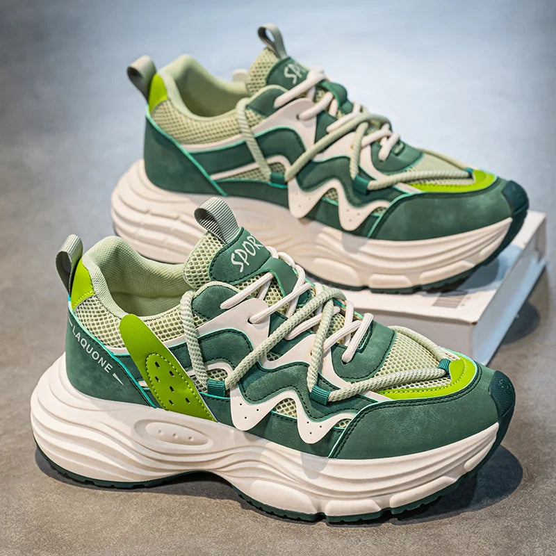 Zapatillas informales de primavera para hombre, zapatillas de plataforma transpirables, zapatillas de correr con cordones antideslizantes, zapatillas de malla para hombre