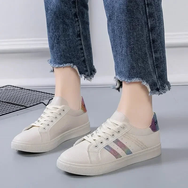 *Zapatos Informales Vulcanizados De Cuero Pu Para Mujer, Zapatillas De Deporte Blancas, Moda De Primavera,