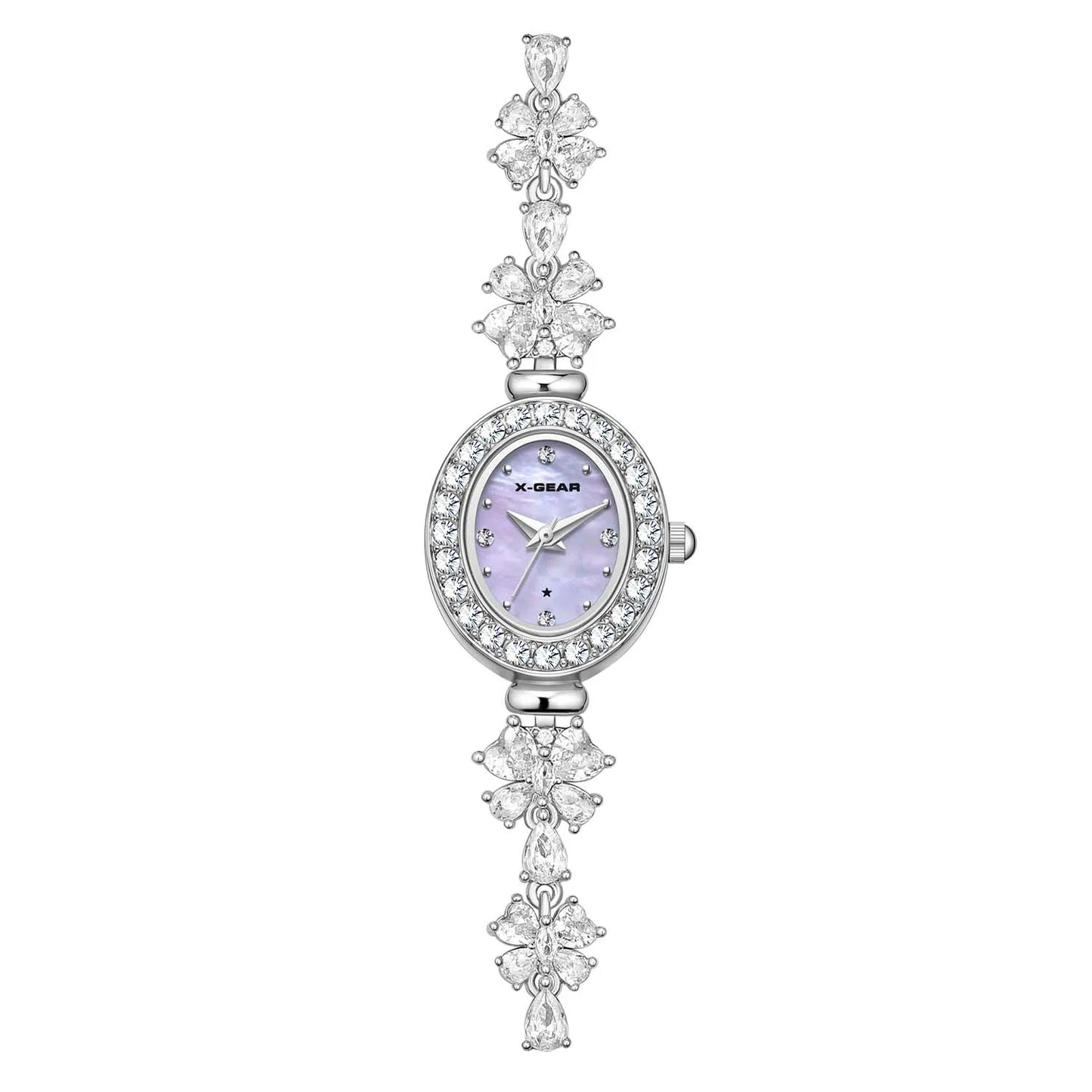 Reloj de cuarzo para mujer 2025: elegante y delicado brazalete con correa de mariposa, esfera de nácar y lujosos diamantes de imitación.