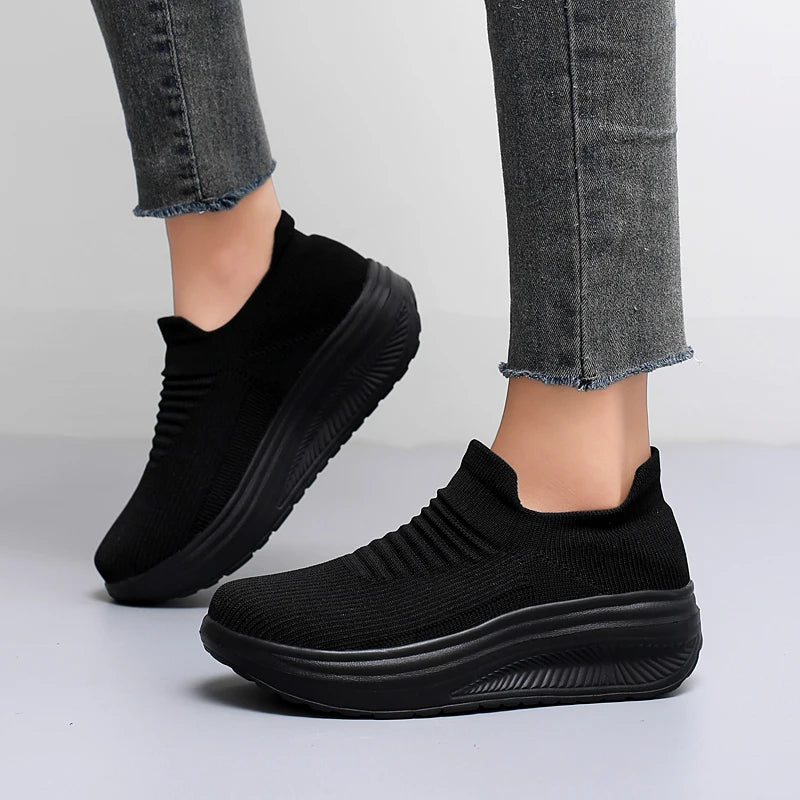 Zapatos para mujer, primavera otoño, transpirables, de moda, con plataforma, zapatillas informales para mujer, mocasines para caminar, zapatos de mujer