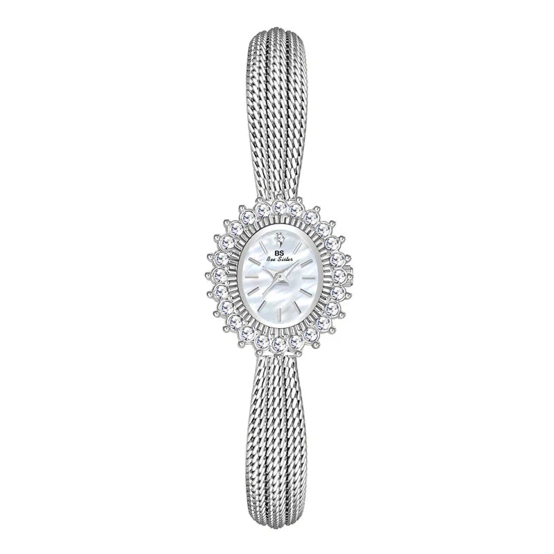 Relojes retro para mujer, de alta gama, elegantes, con esfera de concha, de lujo, resistentes al agua, dorados y plateados, 2025