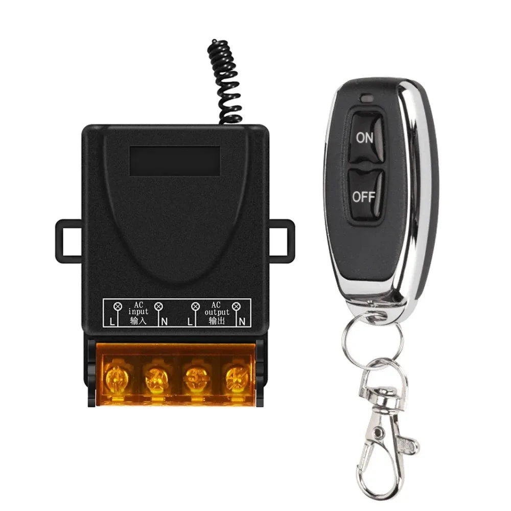 433Mhz Wireless Remote Control Switch AC 110V 220V 30A Relay 1CH Receiver Controller and 2botton RF 433 Mhz Transmitter