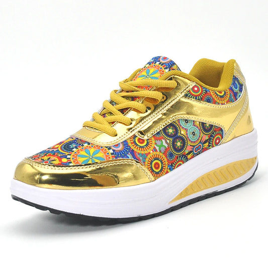 Zapatos casuales para mujer, zapatos planos con plataforma y estampados a la moda para caminar, zapatillas casuales cómodas para mujer, zapatos de cuña, zapatos de mujer