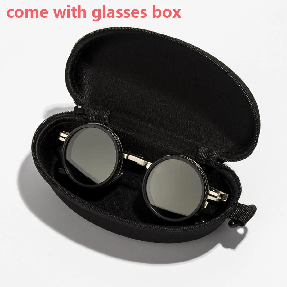 Gafas de sol redondas polarizadas ND9 con atenuación ajustable para hombres y mujeres, estilo retro punk, para pesca al aire libre, protección UV400.