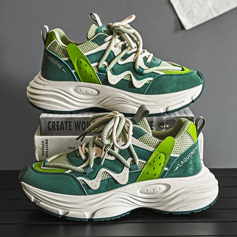 Zapatillas informales de primavera para hombre, zapatillas de plataforma transpirables, zapatillas de correr con cordones antideslizantes, zapatillas de malla para hombre