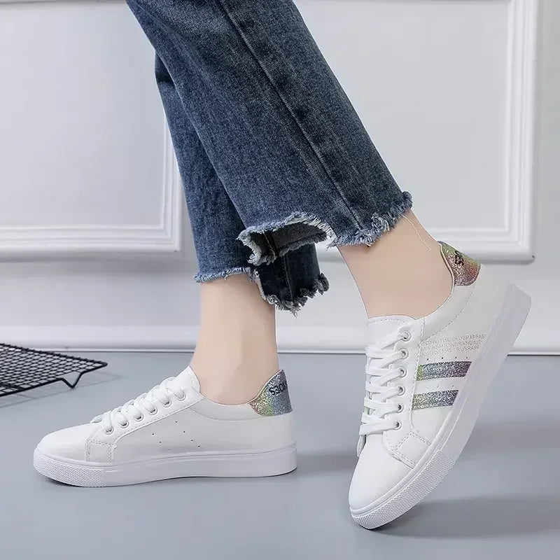 *Zapatos Informales Vulcanizados De Cuero Pu Para Mujer, Zapatillas De Deporte Blancas, Moda De Primavera,