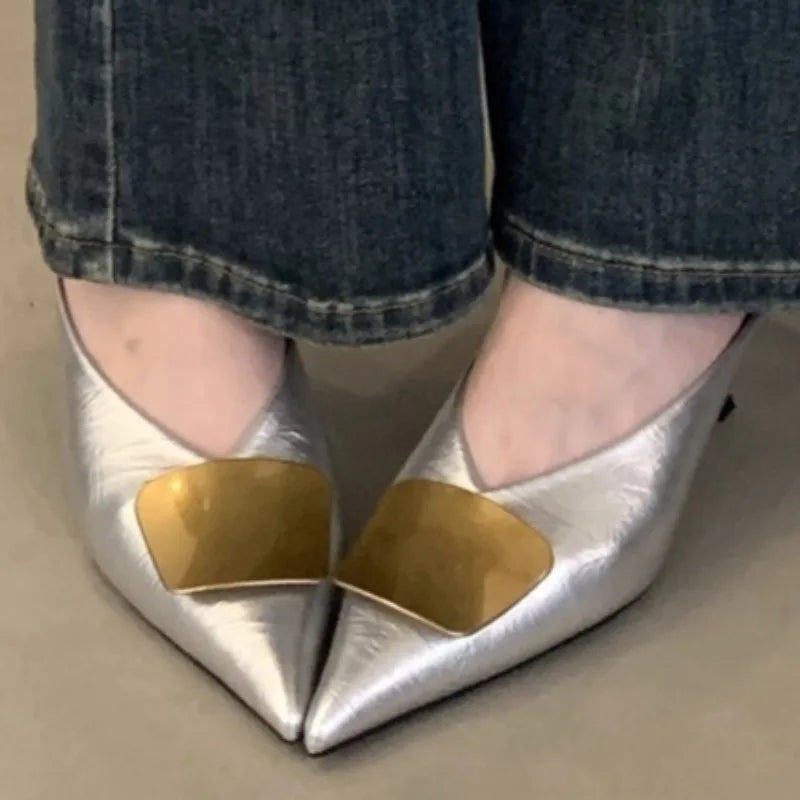 Sandalias de mujer, novedad de verano 2025, de lujo, informales, con punta cerrada, cómodas, de tacón abierto y resistentes al desgaste