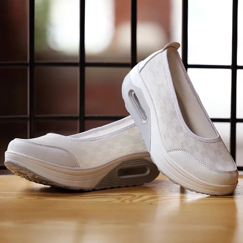 Zapatillas deportivas para mujer, cómodas, informales, versátiles, de malla, transpirables, con plataforma, para verano