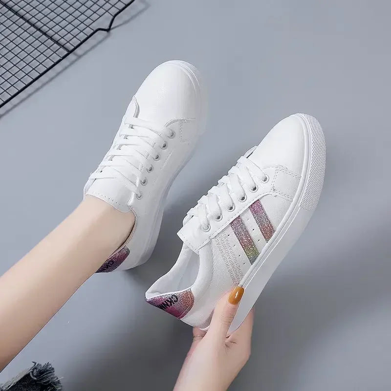 *Zapatos Informales Vulcanizados De Cuero Pu Para Mujer, Zapatillas De Deporte Blancas, Moda De Primavera,