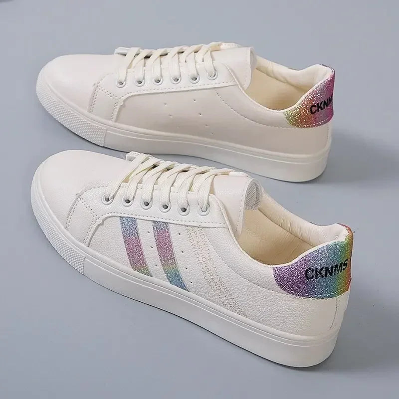 *Zapatos Informales Vulcanizados De Cuero Pu Para Mujer, Zapatillas De Deporte Blancas, Moda De Primavera,