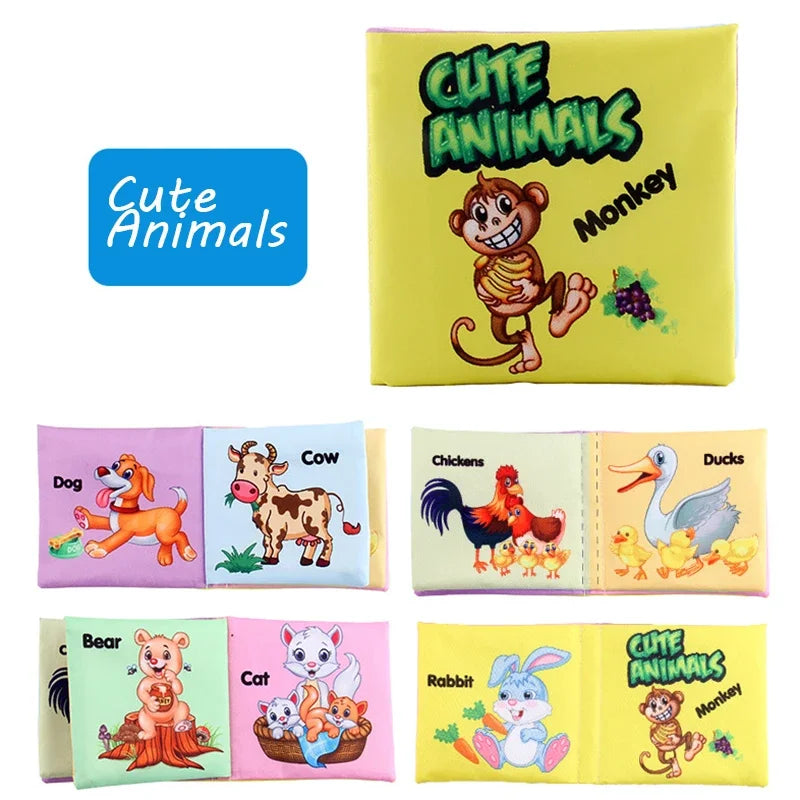 Baby Soft Cloth Book for Newborns 0-12 Months 3D Book Animal Family Cognitive Montessori Early Educational Toys for Kids Gift