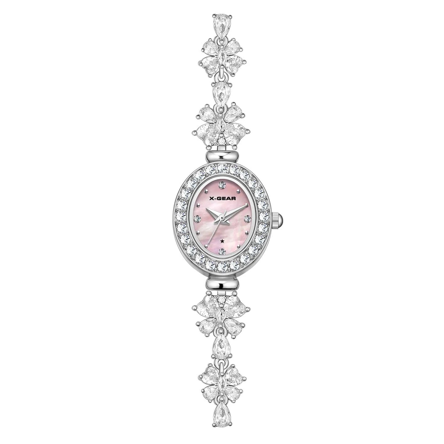 Reloj de cuarzo para mujer 2025: elegante y delicado brazalete con correa de mariposa, esfera de nácar y lujosos diamantes de imitación.