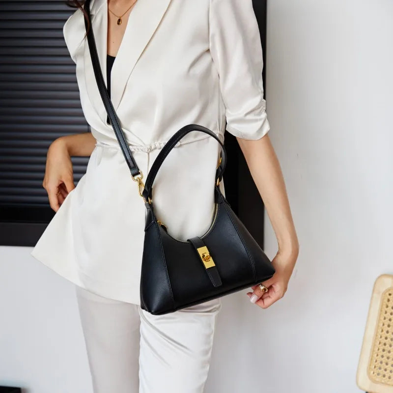 Bolso de mano de cuero de moda para mujer, bolso de lujo, bandolera convertible, bandolera de diseñador famoso, elegante para mujer.