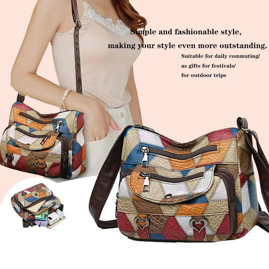 Bolso de mujer, bolso de mamá, se puede llevar cruzado al hombro con un diseño geométrico, adecuado para ocasiones laborales.