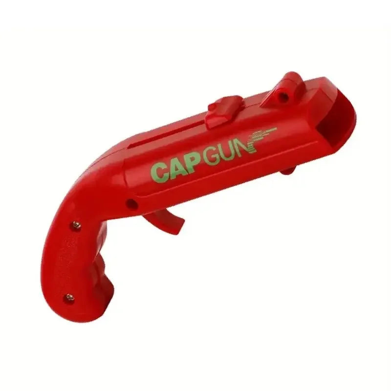 1 abridor de cerveza, lanzador de tapas voladoras, juego de beber para fiestas, juguete de cocina, accesorios de bar, destapador de pistola.