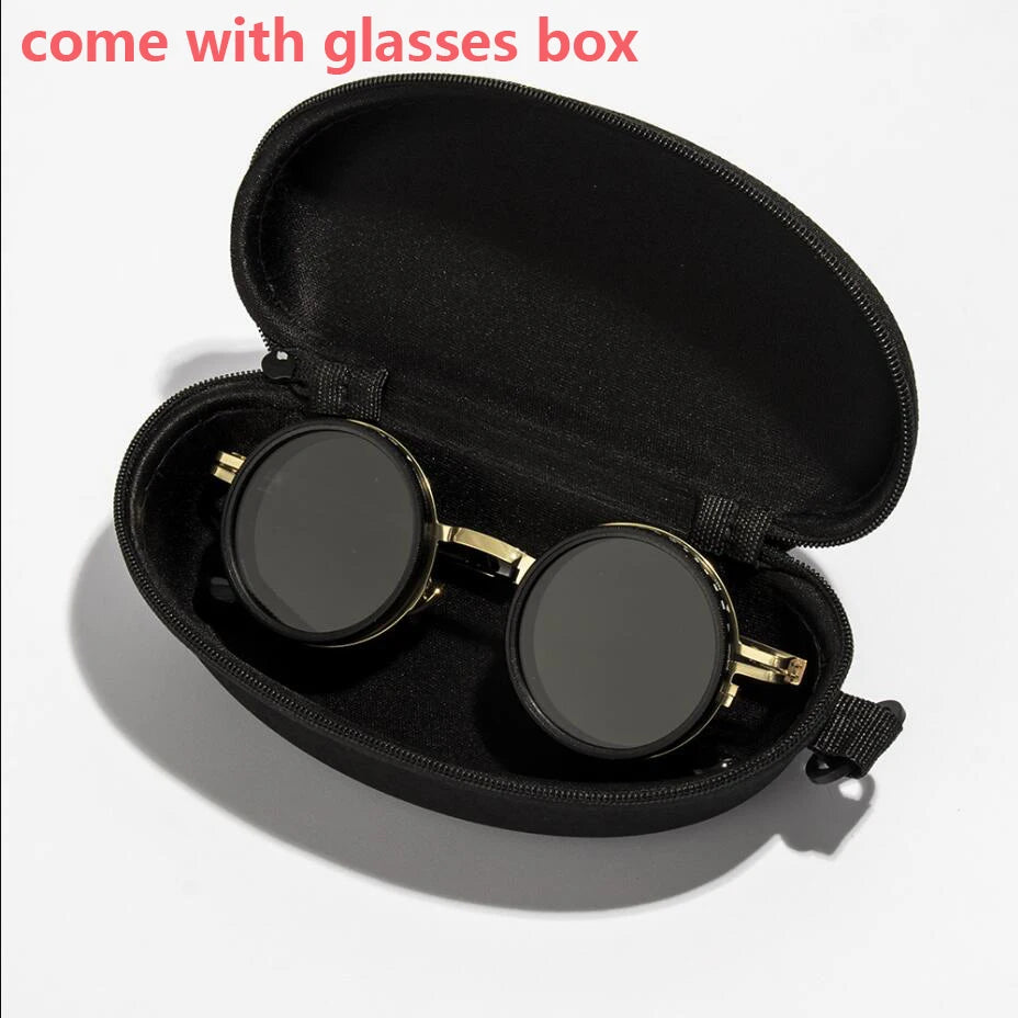 Gafas de sol redondas polarizadas ND9 con atenuación ajustable para hombres y mujeres, estilo retro punk, para pesca al aire libre, protección UV400.