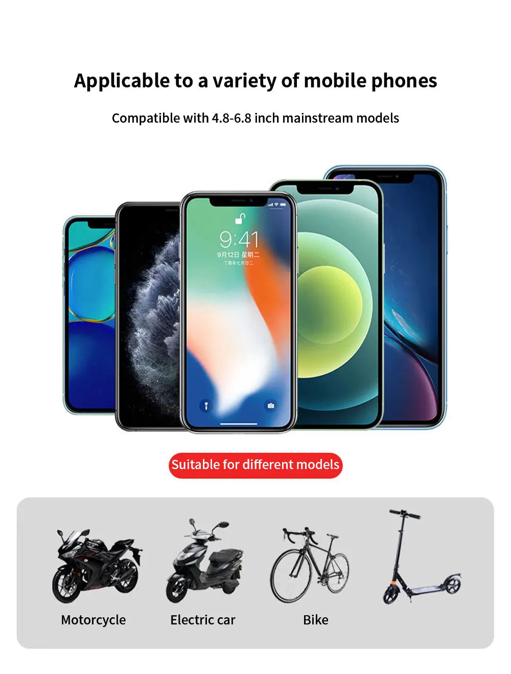 Bike Phone Holder Motorcycle Universal Bicycle handlebar Rearview Mirrors Bracket for 7.2 Inch Mobile Phone Stent Shockproof