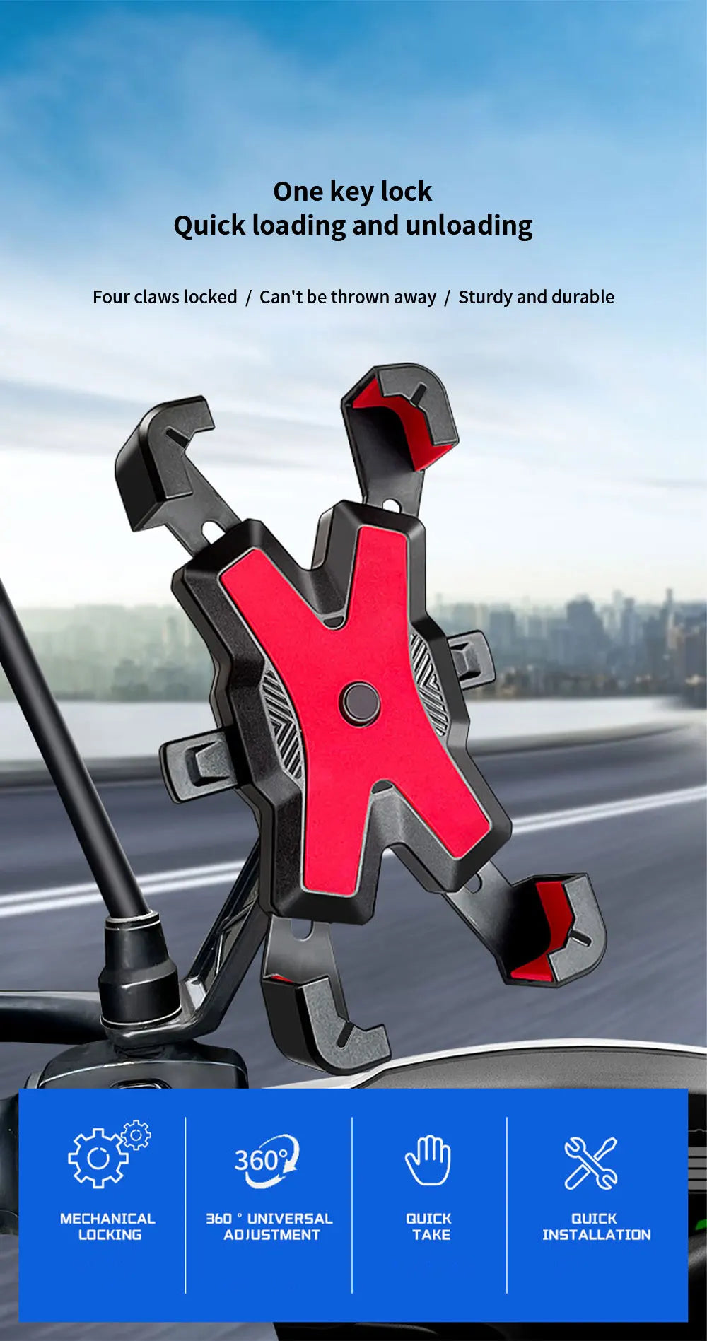 Bike Phone Holder Motorcycle Universal Bicycle handlebar Rearview Mirrors Bracket for 7.2 Inch Mobile Phone Stent Shockproof