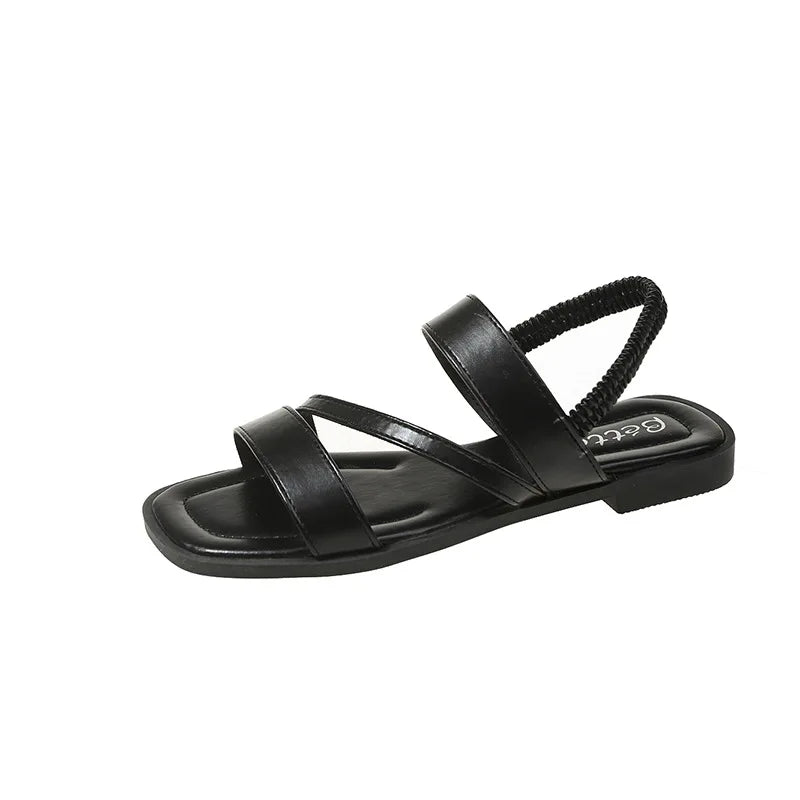 Sandalias planas de moda para mujer 2024, nuevas sandalias romanas casuales, sencillas y versátiles para la playa, zapatos de mujer