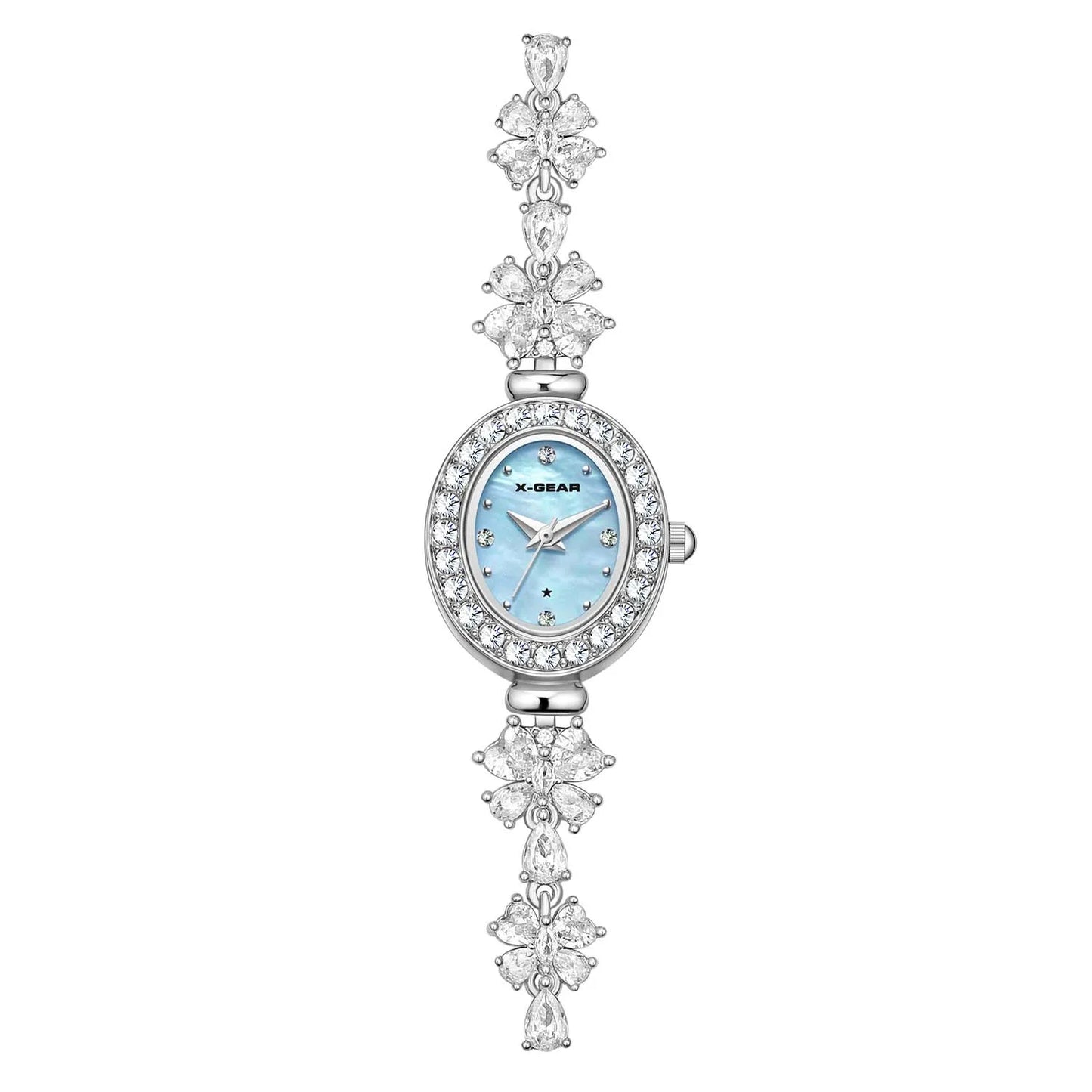 Reloj de cuarzo para mujer 2025: elegante y delicado brazalete con correa de mariposa, esfera de nácar y lujosos diamantes de imitación.
