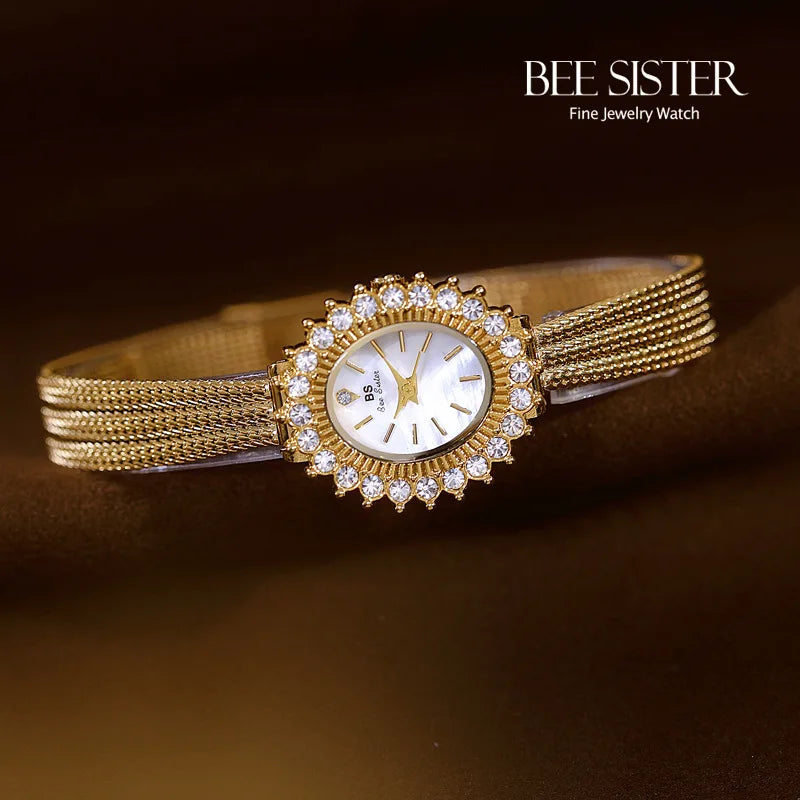 Relojes retro para mujer, de alta gama, elegantes, con esfera de concha, de lujo, resistentes al agua, dorados y plateados, 2025