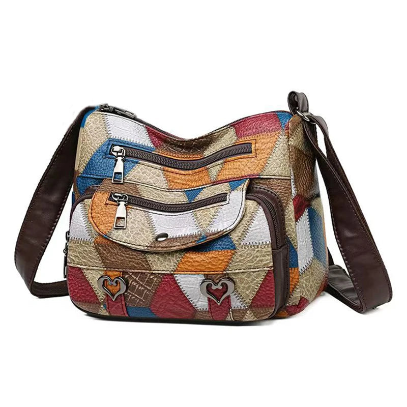 Bolso de mujer, bolso de mamá, se puede llevar cruzado al hombro con un diseño geométrico, adecuado para ocasiones laborales.