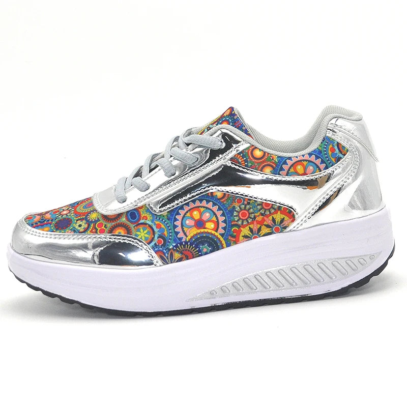 Zapatos casuales para mujer, zapatos planos con plataforma y estampados a la moda para caminar, zapatillas casuales cómodas para mujer, zapatos de cuña, zapatos de mujer