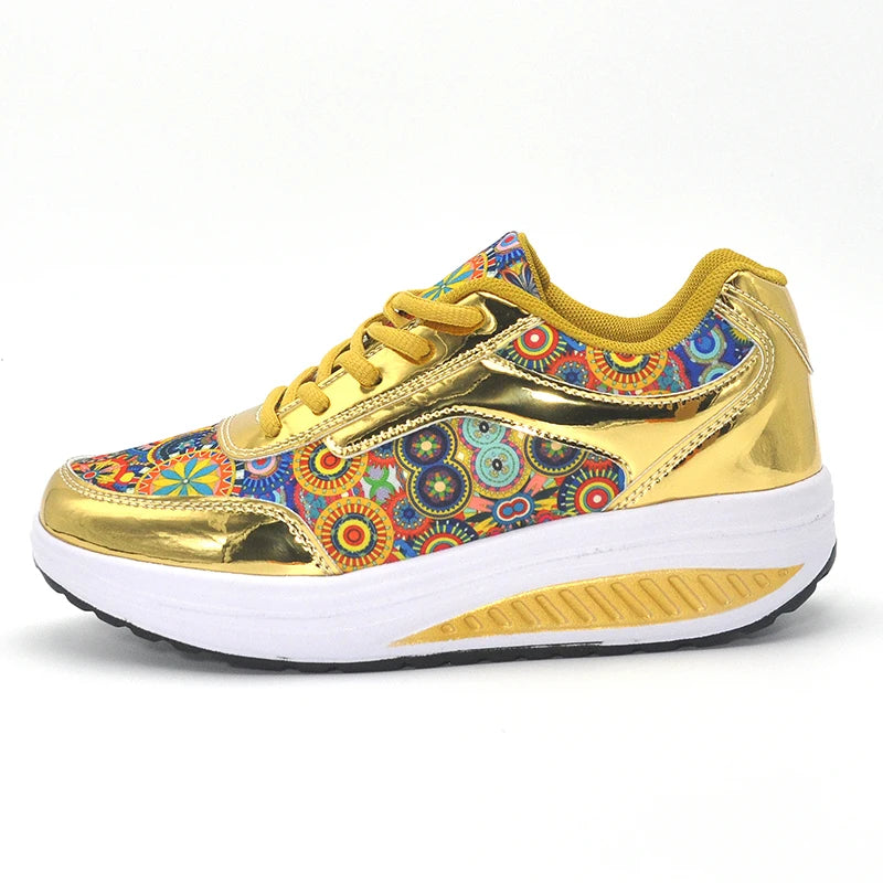 Zapatos casuales para mujer, zapatos planos con plataforma y estampados a la moda para caminar, zapatillas casuales cómodas para mujer, zapatos de cuña, zapatos de mujer