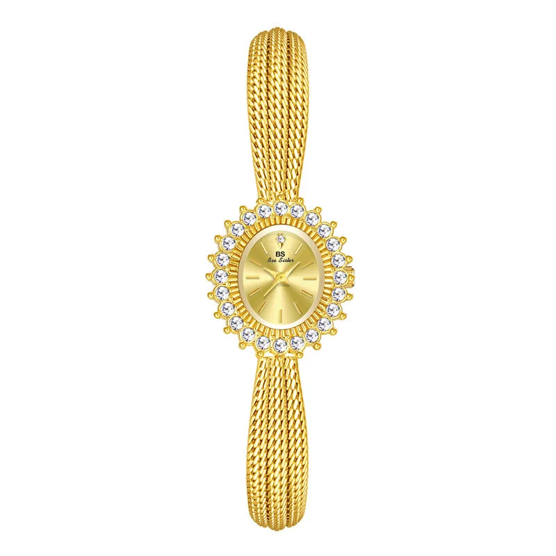 Relojes retro para mujer, de alta gama, elegantes, con esfera de concha, de lujo, resistentes al agua, dorados y plateados, 2025