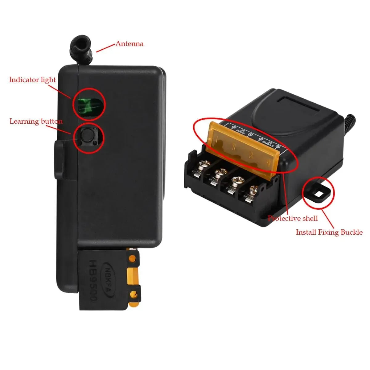 433Mhz Wireless Remote Control Switch AC 110V 220V 30A Relay 1CH Receiver Controller and 2botton RF 433 Mhz Transmitter