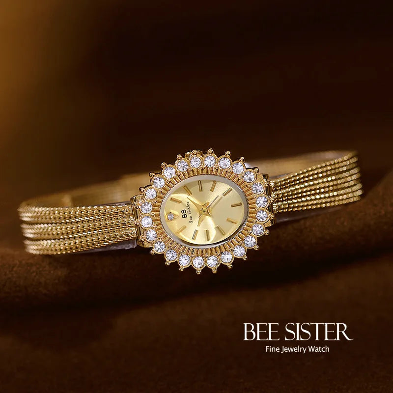 Relojes retro para mujer, de alta gama, elegantes, con esfera de concha, de lujo, resistentes al agua, dorados y plateados, 2025
