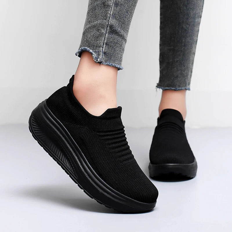 Zapatos para mujer, primavera otoño, transpirables, de moda, con plataforma, zapatillas informales para mujer, mocasines para caminar, zapatos de mujer
