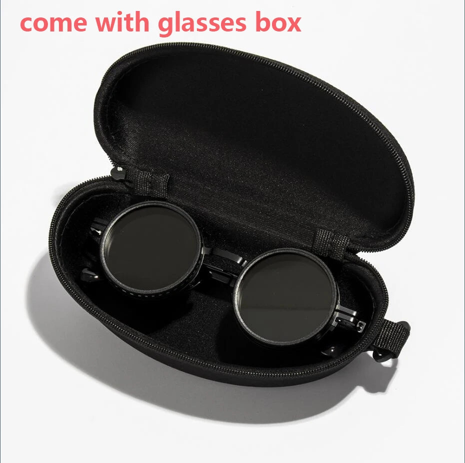 Gafas de sol redondas polarizadas ND9 con atenuación ajustable para hombres y mujeres, estilo retro punk, para pesca al aire libre, protección UV400.